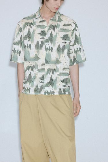 EMBROIDERED CUTWORK PRINT SHIRT - Green by Zara