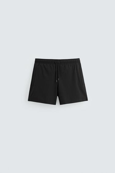 STRUCTURED MID-LENGTH SWIMMING TRUNKS - Black by Zara