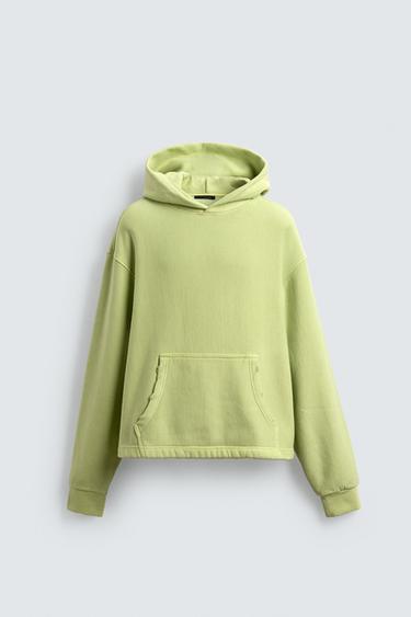 WASHED-EFFECT HOODIE - pistachio green by Zara