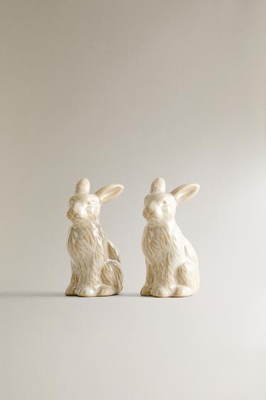 STONEWARE RABBIT SALT AND PEPPER SHAKER SET (SET OF 2) - Cream by Zara - Image 0
