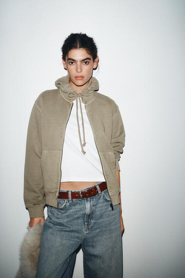 FADED-EFFECT HOODIE - Stone by Zara