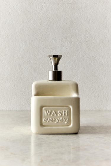 WASHING-UP LIQUID DISPENSER WITH CONTAINER - Cream by Zara