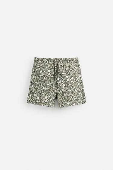 FRUIT PRINT MID-LENGTH SWIMMING TRUNKS - Brown by Zara - Image 0