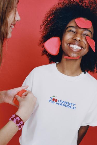 CHERRY AND SWEET PRINT T-SHIRT - White by Zara