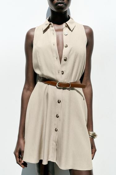 BELTED MINI DRESS - Beige by Zara
