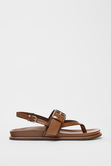 STRAPPY BUCKLE SANDALS - Brown by Zara