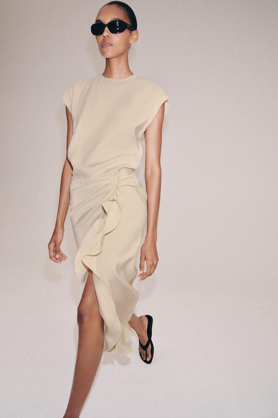 ZW COLLECTION MIDI DRESS WITH RUFFLES - Mid-ecru by Zara - Image 0