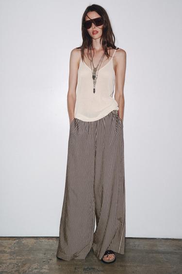 ZW COLLECTION STRIPED FLOWING TROUSERS - Blue/White by Zara