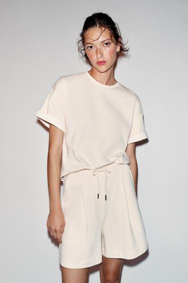 HEAVY COTTON SHORT SLEEVE T-SHIRT - Ecru by Zara