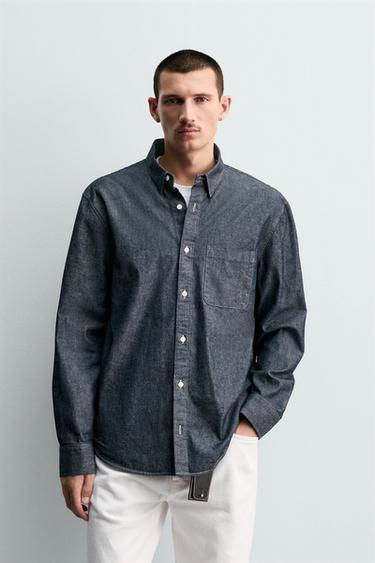 RELAXED FIT DENIM SHIRT - Blue by Zara