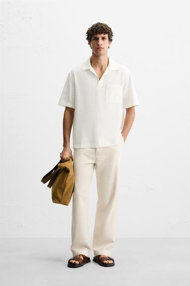 JACQUARD POLO SHIRT - Oyster-white by Zara - Image 0