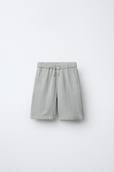 TEXTURED PLAIN BERMUDA SHORTS - Pearl grey by Zara