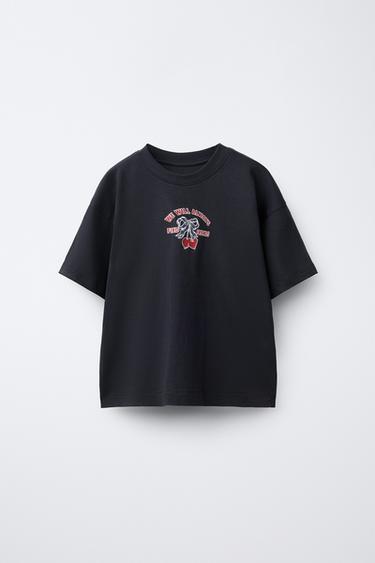 HEART PRINT T-SHIRT - Dark anthracite by Zara