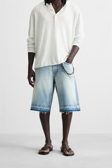 BAGGY FIT DENIM BERMUDA SHORTS - Light blue by Zara