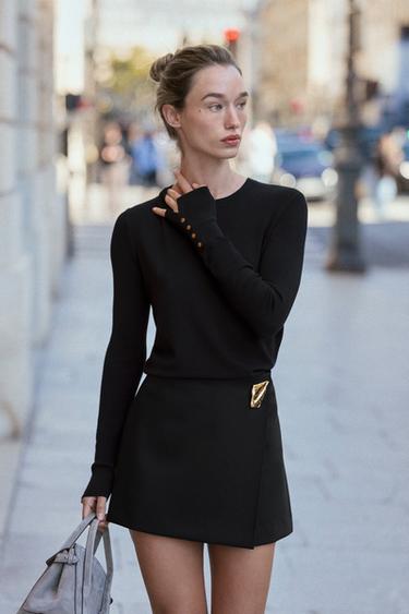 BASIC PLAIN KNIT JUMPER - Black by Zara