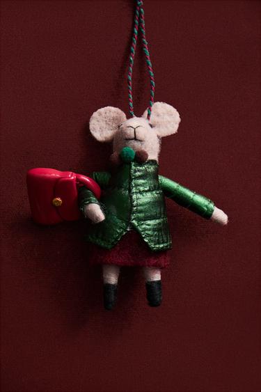 WOOL MOUSE WITH BAG CHRISTMAS TREE DECORATION - Multicoloured by Zara