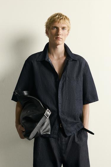 COTTON/LINEN BOXY FIT DENIM SHIRT - Indigo by Zara