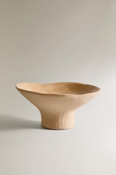 IRREGULAR CERAMIC BOWL WITH BASE - Beige by Zara