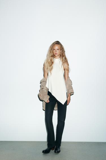 ASYMMETRIC HALTER TOP - Oyster-white by Zara
