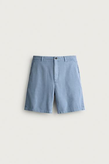 WASHED REGULAR FIT BERMUDA SHORTS - Light blue by Zara