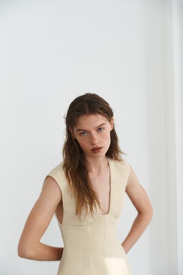 STRIPED SHORT DRESS - Ecru/Yellow by Zara