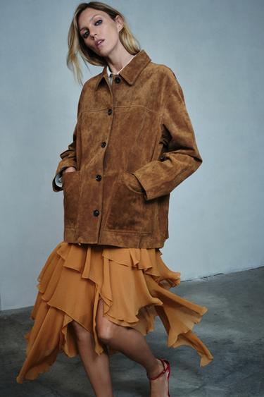 SUEDE LEATHER JACKET ZW COLLECTION LIMITED EDITION - Brown by Zara