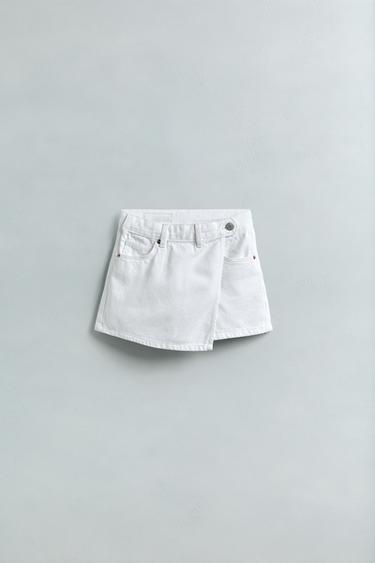 BASIC DENIM BERMUDA SKIRT - White by Zara