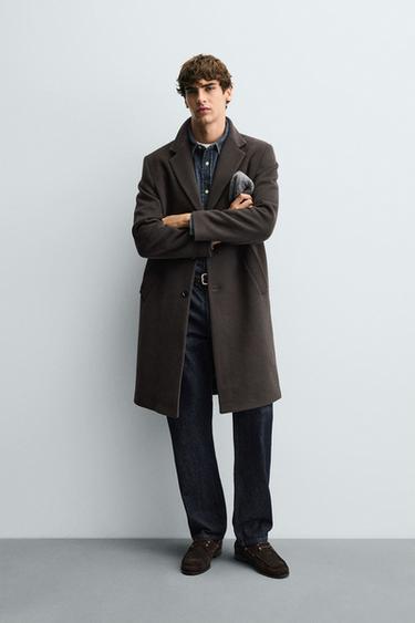 REGULAR FIT WOOL COAT - Brown by Zara