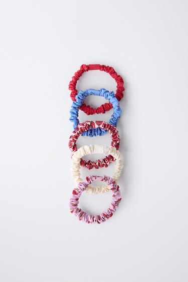5-PACK OF PRINTED SCRUNCHIES - Red by Zara