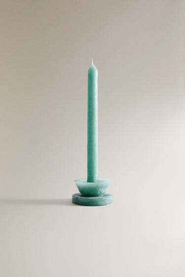 DECORATIVE CANDLE WITH BASE - Blue by Zara