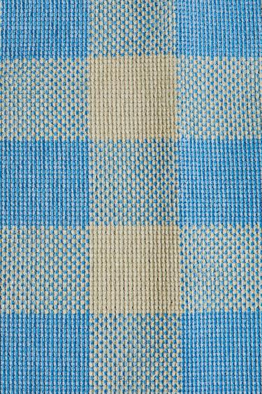 COTTON RUG WITH SQUARES - Blue by Zara