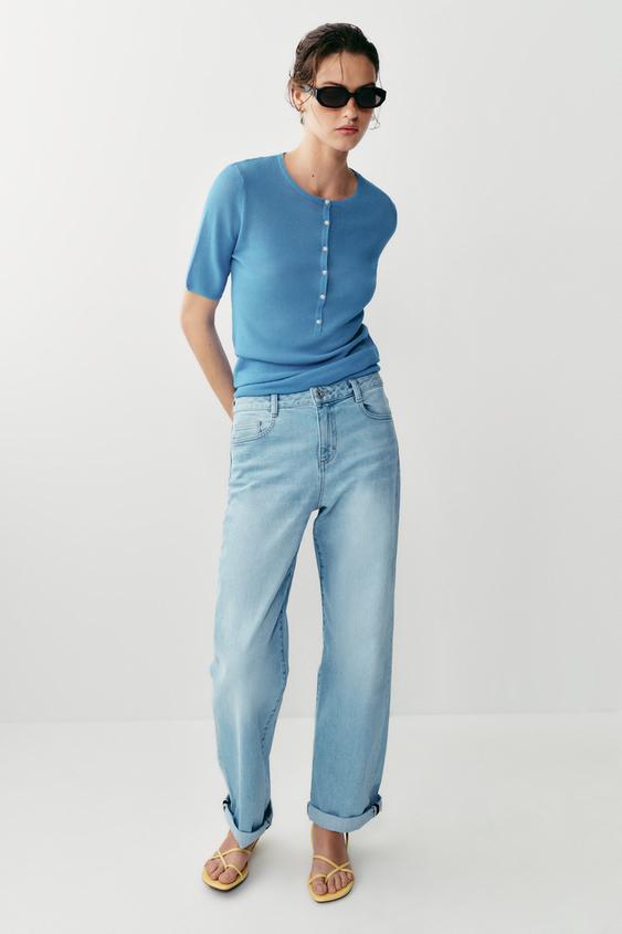 Z1975 RELAXED FIT MID-WAIST JEANS WITH CUFFED HEMS - Light blue by Zara - Image 0
