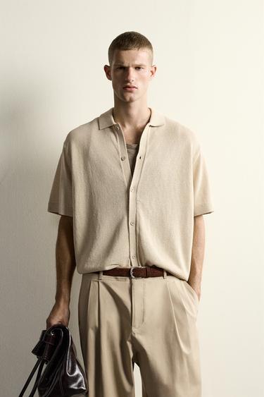 RELAXED FIT KNIT SHIRT - Light beige by Zara