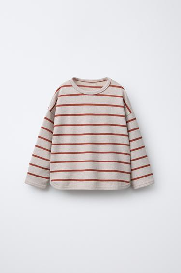 SOFT TOUCH STRIPED T-SHIRT - Light beige by Zara