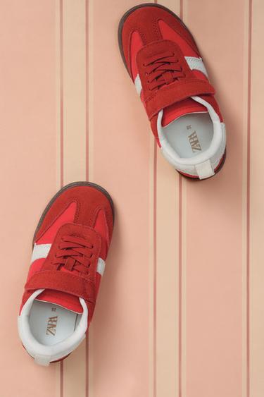 SPLIT SUEDE SNEAKERS - Red by Zara
