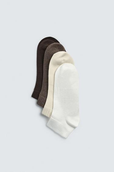 4-PACK OF BASIC ANKLE SOCKS - Brown by Zara