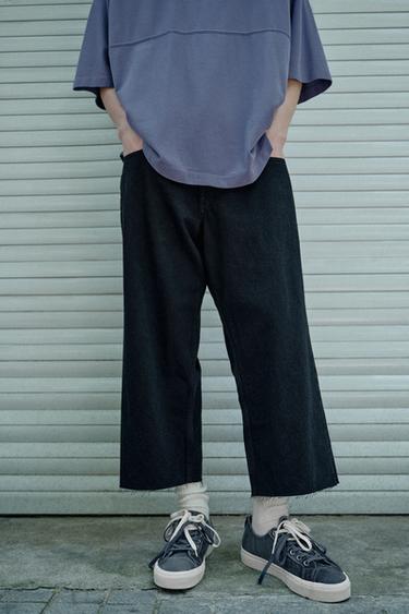 WIDE-LEG CROPPED JEANS - Black by Zara
