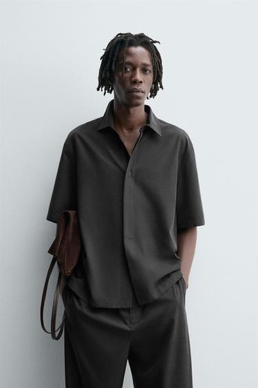 RELAXED FIT FLOWING SHIRT - Dark grey by Zara