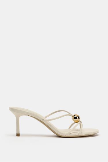 HIGH-HEEL SANDALS WITH METAL DETAIL - Ecru by Zara