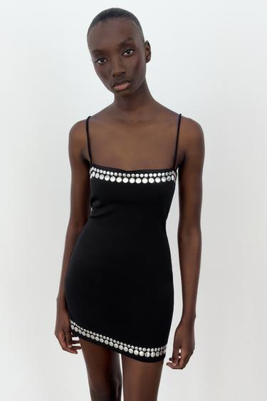 STUDDED MINI DRESS - Black by Zara