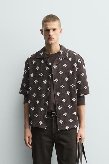 TEXTURED JACQUARD SHIRT - Brown / Taupe by Zara