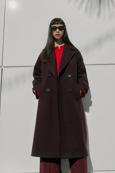 SOFT OVERSIZED COAT - Burgundy by Zara