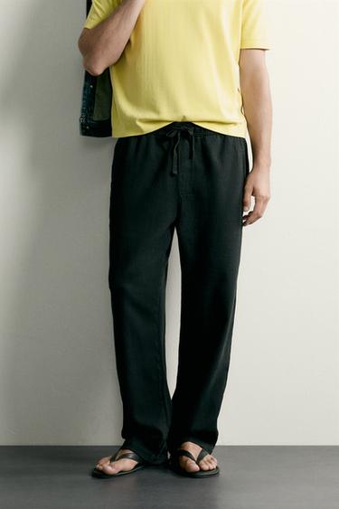 TEXTURED RELAXED FIT TROUSERS - Black by Zara