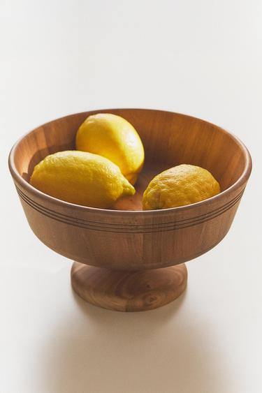 WOODEN FRUIT BOWL WITH BASE - Brown by Zara