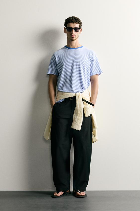 STRIPED REGULAR FIT T-SHIRT - Blue by Zara - Image 0