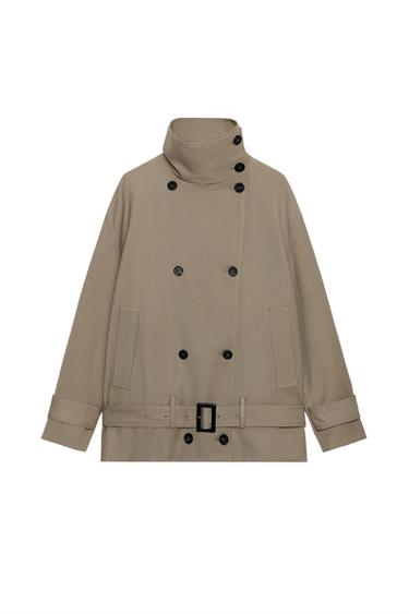 ZW COLLECTION FLOWING JACKET WITH BELT - Mink by Zara