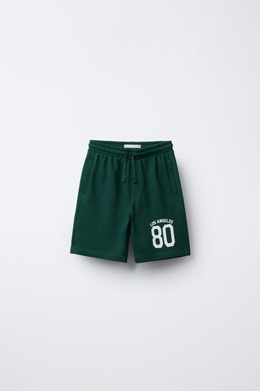 VARSITY JOGGING BERMUDA SHORTS - Dark green by Zara - Image 0
