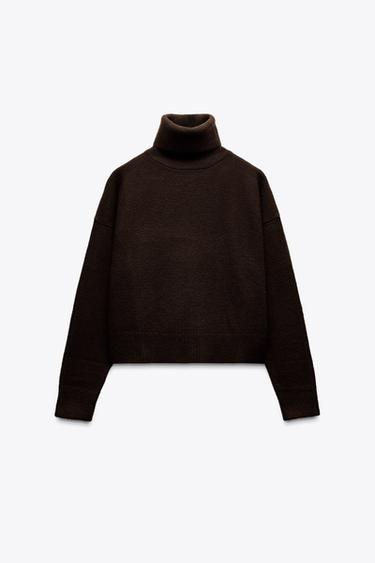 PLAIN HIGH NECK SWEATER - Brown by Zara