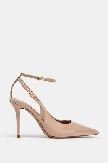 PATENT EFFECT SLINGBACK HIGH HEELS - Beige by Zara