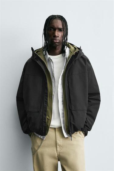 WATER-REPELLENT TECHNICAL JACKET WITH FLEECE - Black by Zara